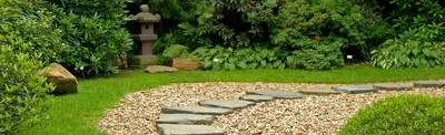 Zen Path in a Japanese botanical garden in Prague